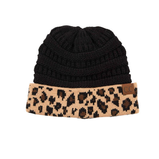 C.C Leopard Print Knit Beanie – Multiple Colors
