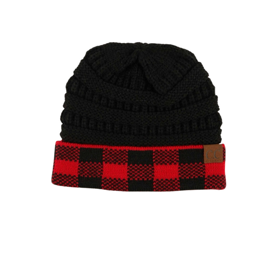 C.C Knit Beanie – Classic Buffalo Plaid & Solid Colors